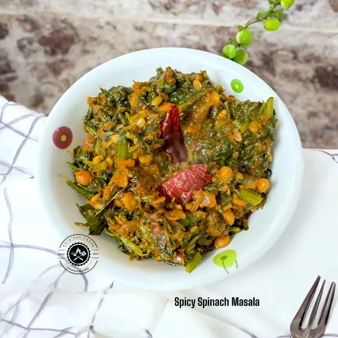 Iron-rich spinach curry made without tomato or garlic, spiced to perfection and ideal for simple, wholesome meals.
