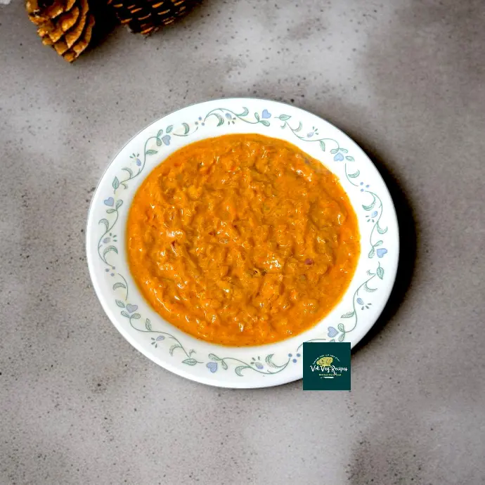 Creamy chutney using maghaya pickle and curd, served fresh with paratha for a flavorful tangy experience