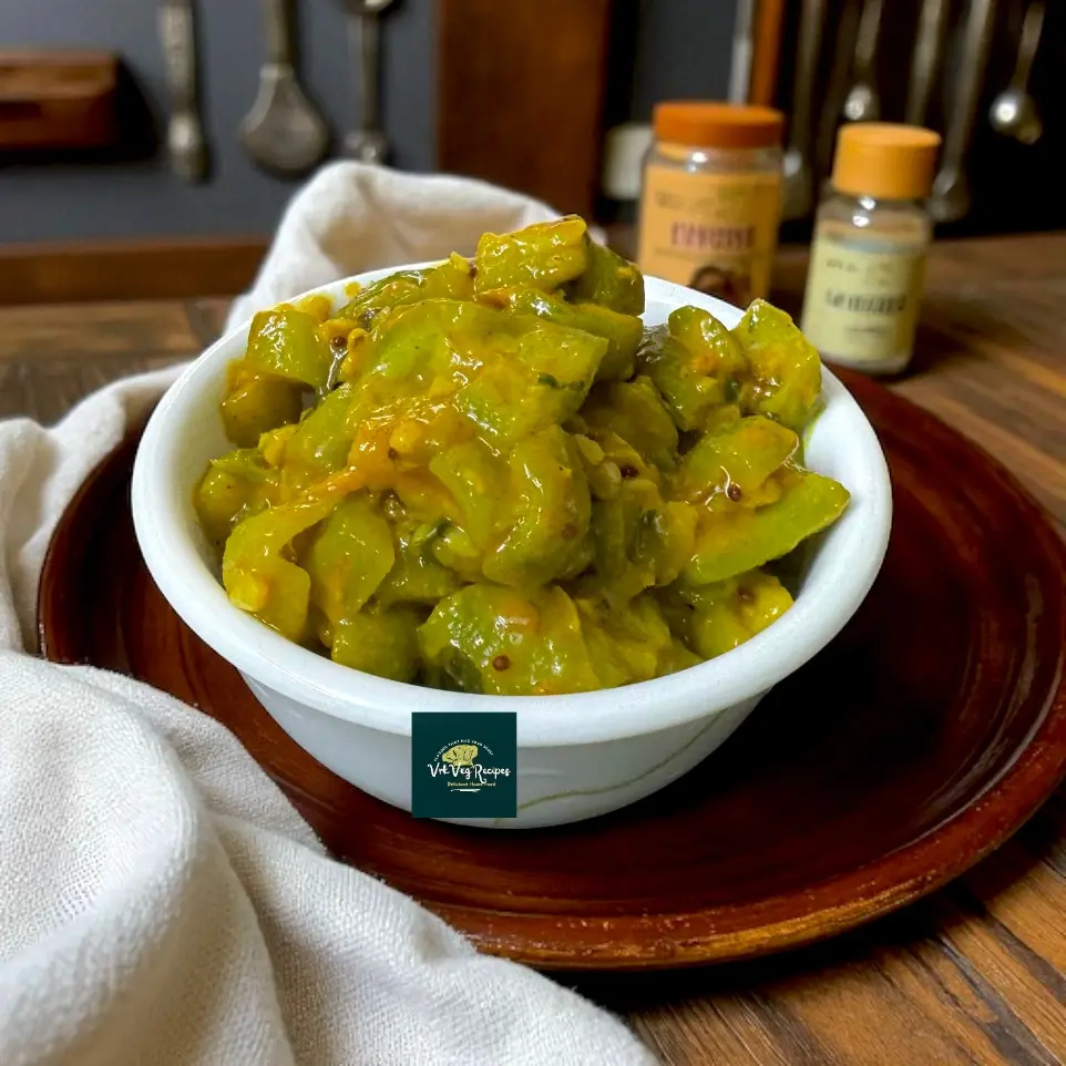 Flavourful ridge gourd dish using instant sambar powder and aromatic tadka.