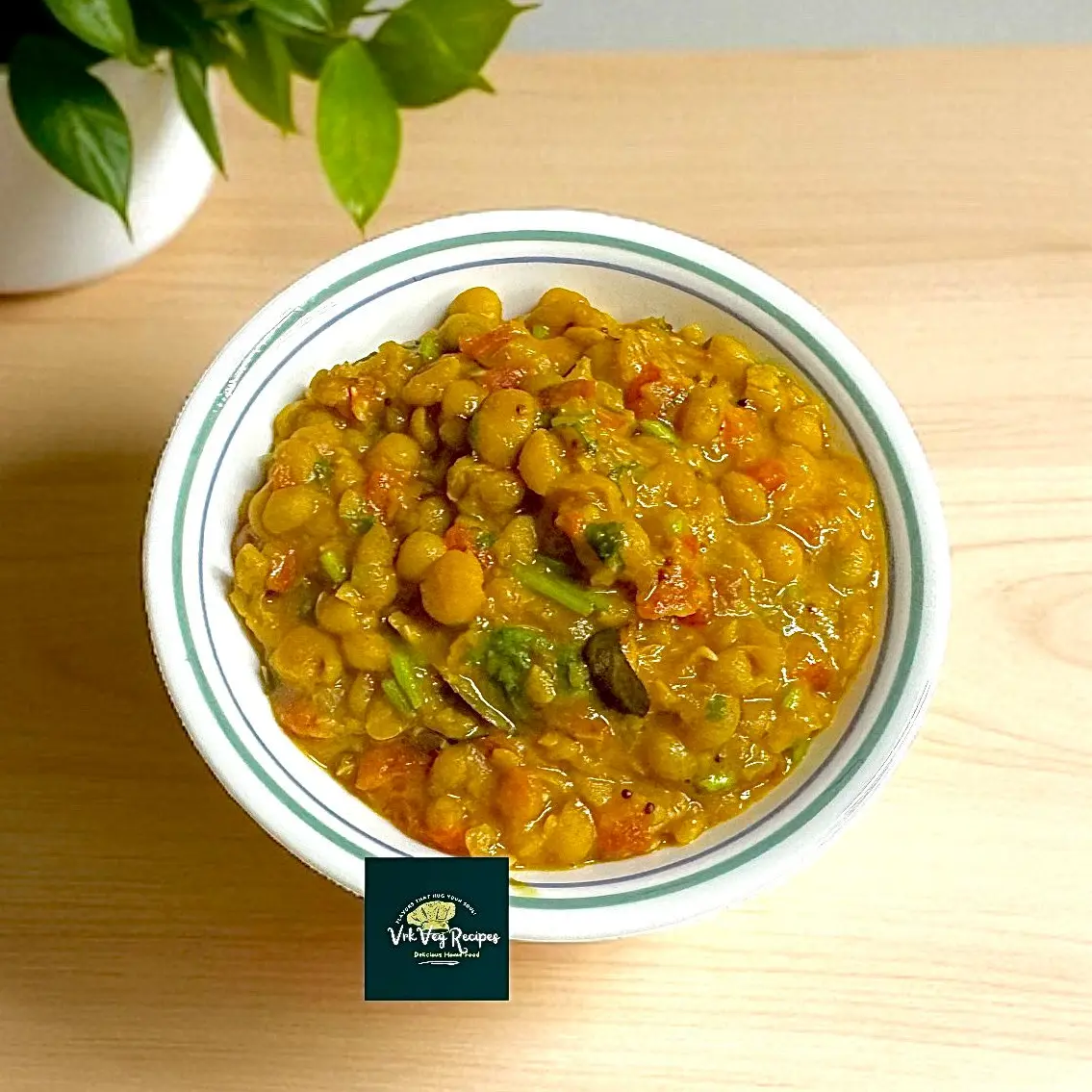Mashed white peas sambar curry in a bowl, perfect vegetarian protein-rich side dish