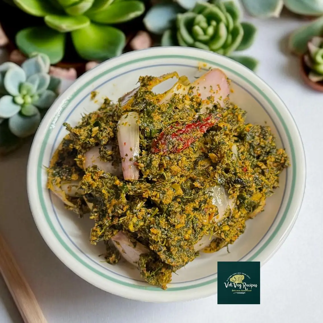 Spicy Vakaya Moringa Pachadi made with wild Indian olives, moringa leaves, and bold Indian spices – a perfect chutney for rice or dosa.