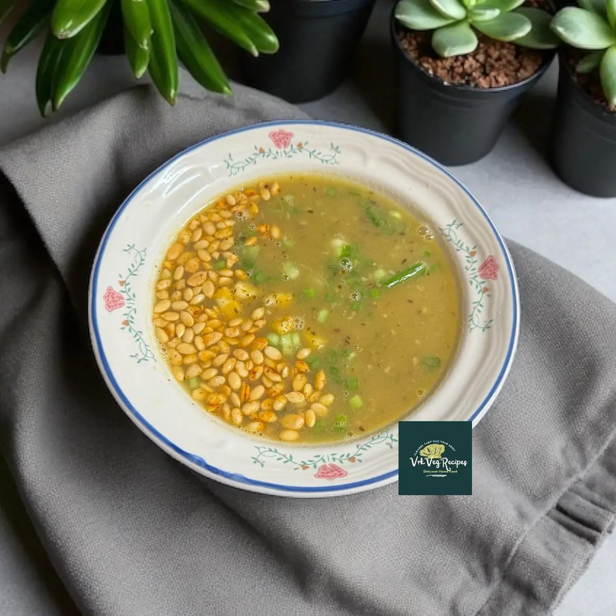 Creamy drumstick soup with paneer, roasted seeds, and herbs – a delicious and comforting immunity-boosting vegetarian recipe served piping hot.