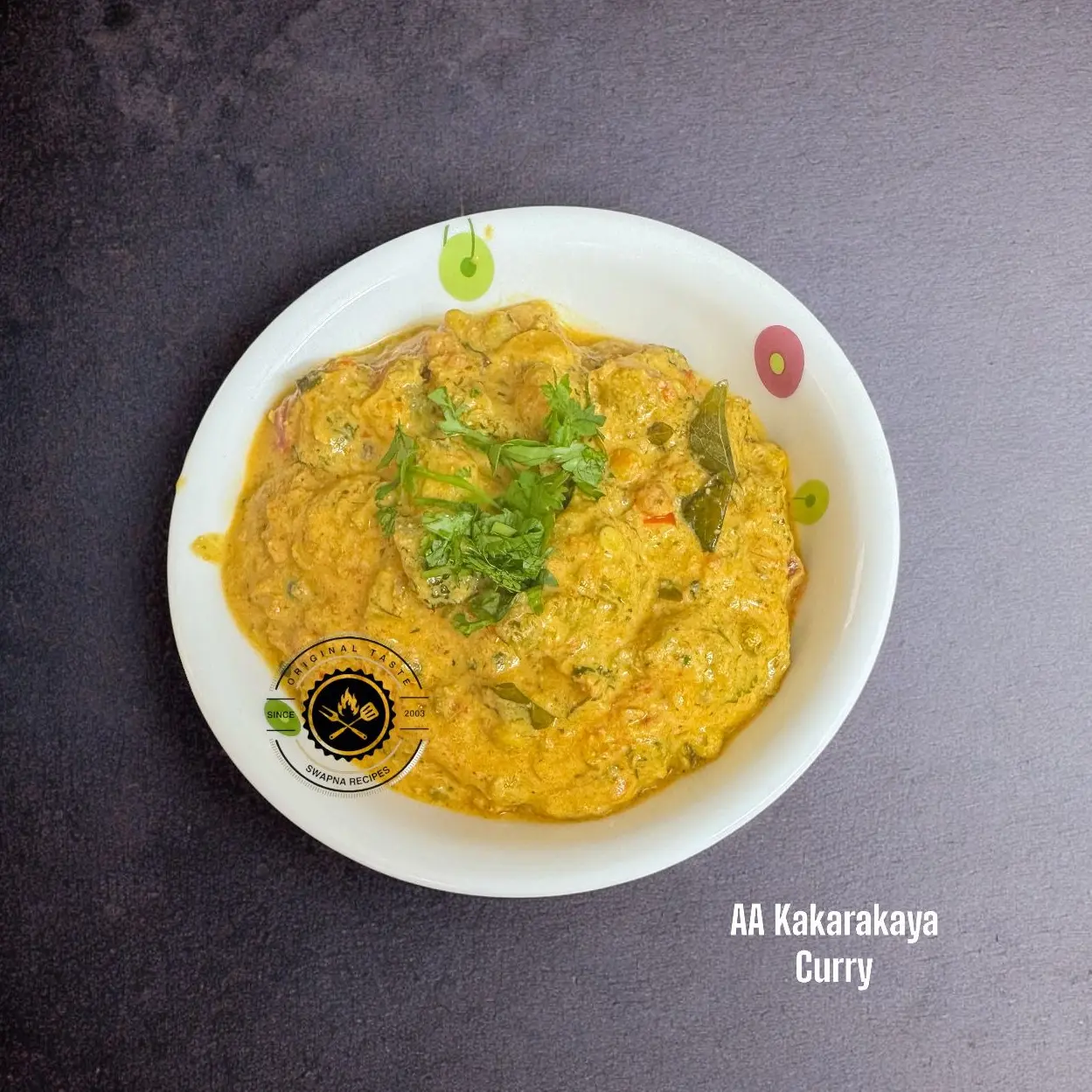 Delicious AA Kakarakaya Curry with sunflower seed paste, spices, and tangy lemon flavor, served hot with rice or roti for a wholesome meal.