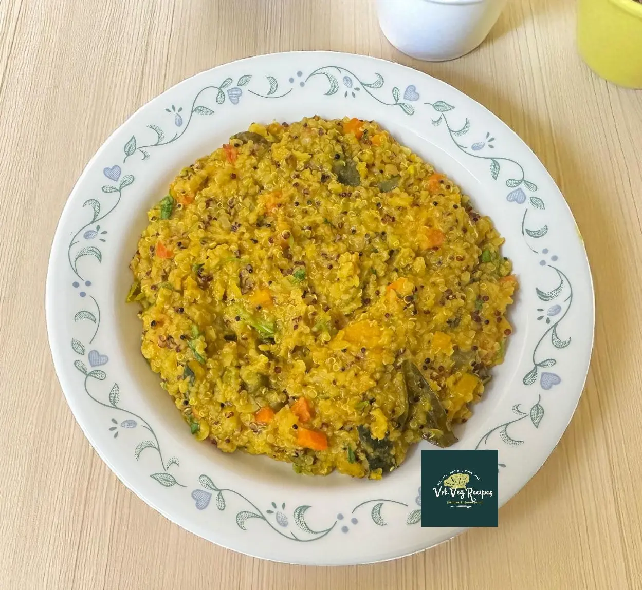 Delicious tricolor quinoa toor dal sambar loaded with veggies, aromatic spices, and rich flavors, cooked in a pressure cooker for a wholesome meal.