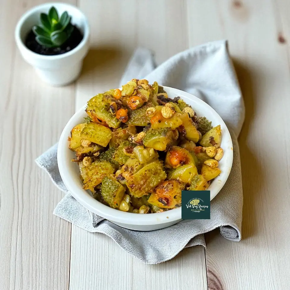 AA Karkarakaya Fry made crunchy and spicy by slow cooking with water sprinkles, little oil, and a perfect seasoning of salt and red chilli powder.