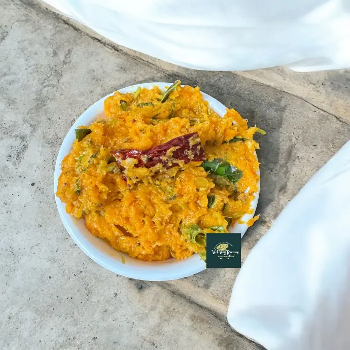 South Indian Carrot Raw Mango Chutney Bright orange-green Carrot Raw Mango Chutney bursting with flavor, featuring raw mango, garlic, and roasted dal tempering for authentic taste.
