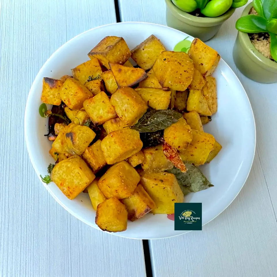 Spicy yam fry bursting with red chilli, cumin, and amchur flavors — a crunchy South Indian-style fry recipe.