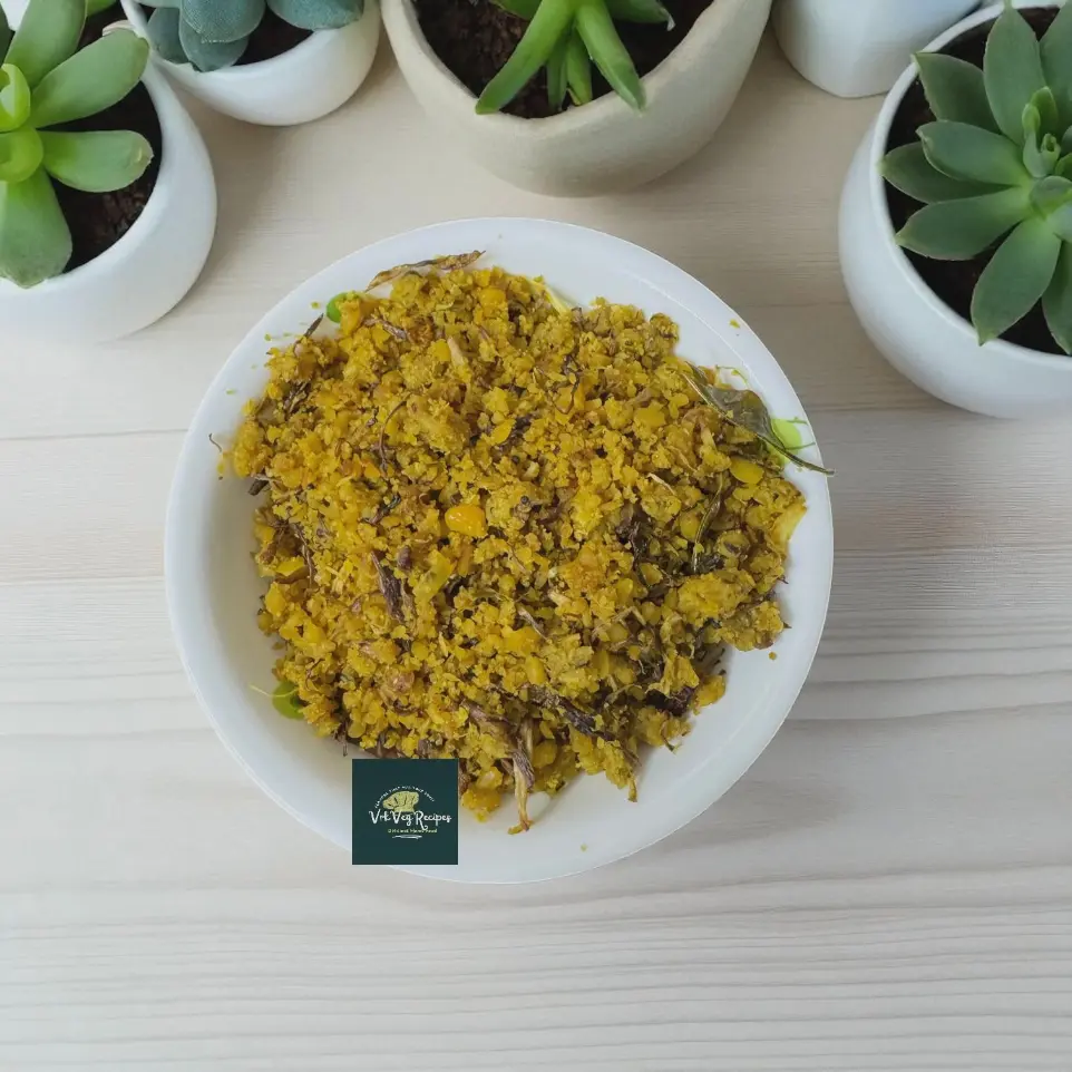 Banana Flower Patoli made with ground dal, garlic, and curry leaves – a rustic, protein-rich South Indian stir-fry full of aroma.