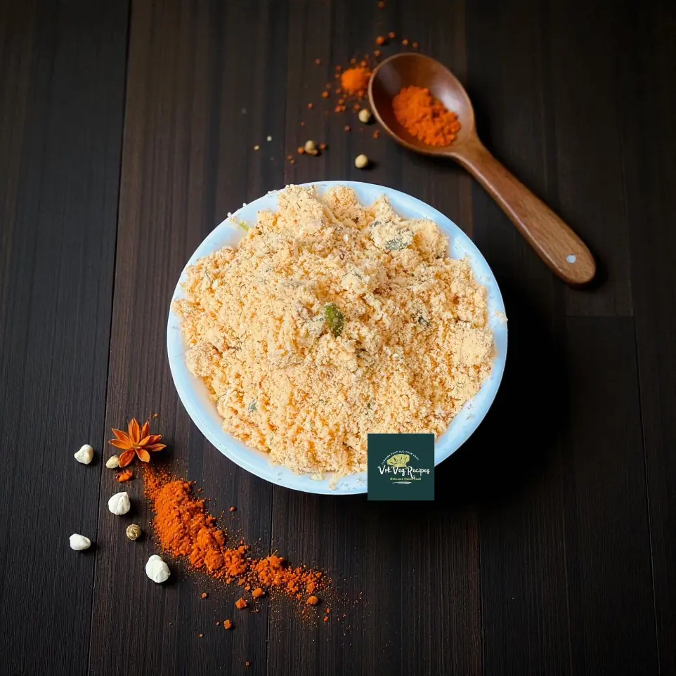 Aromatic South Indian garlic podi made with dry coconut, roasted chana, and curry leaves — a spicy condiment for dosa, idli, or rice.